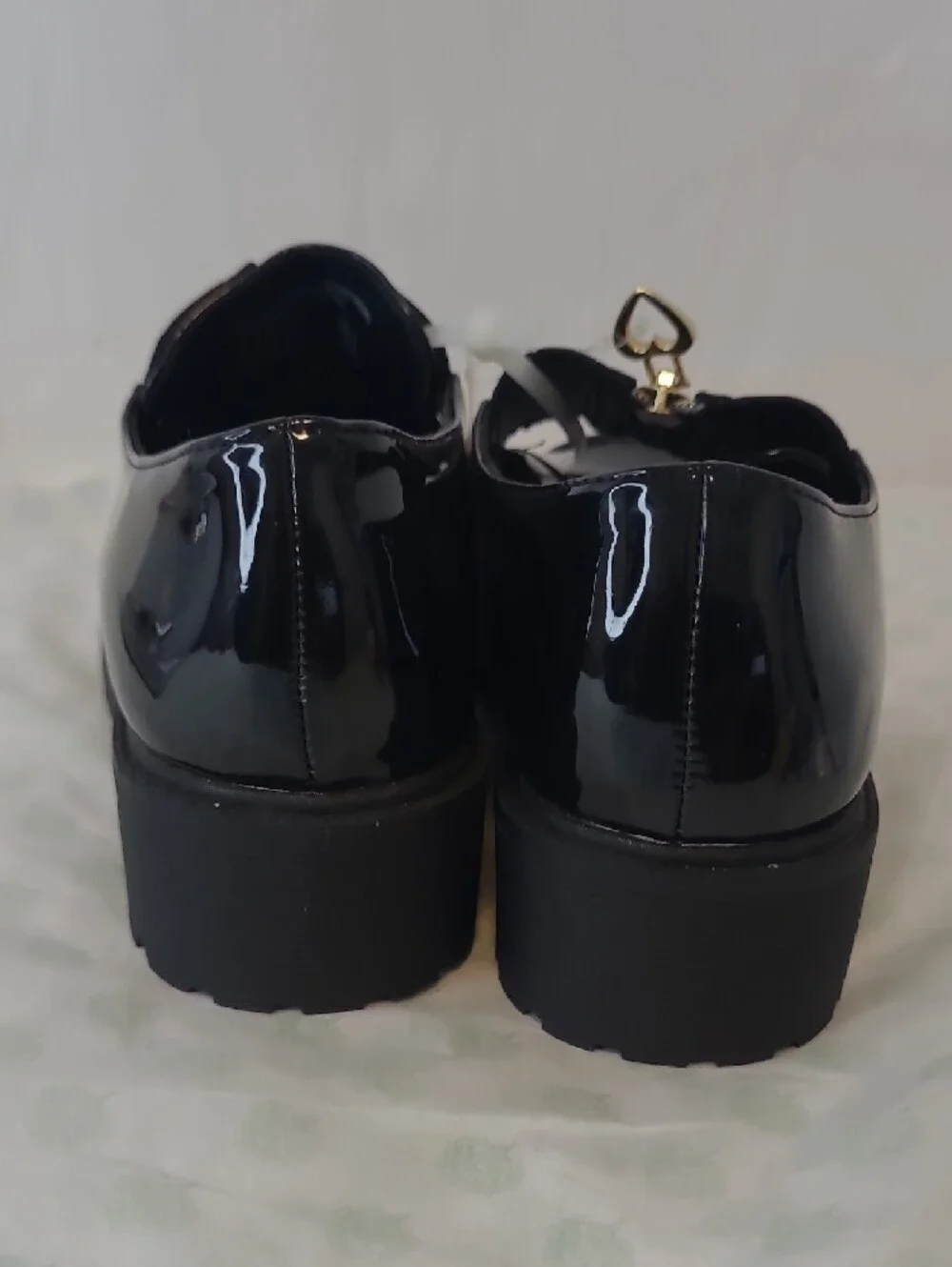 wonder nation Black Patent Loafers with Gold Trim